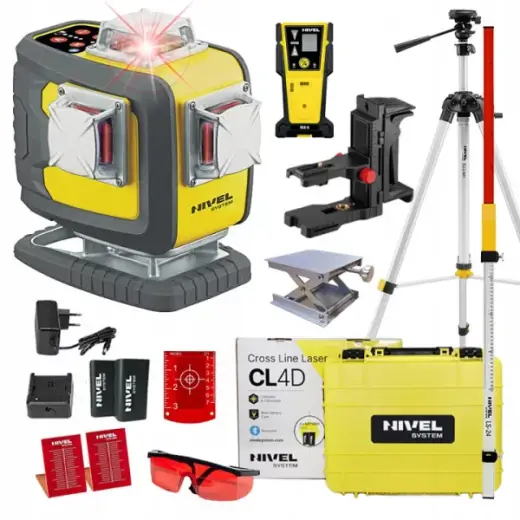 Laser 4-płaszczyznowy krzyżowy czerwony CL4D-R + statyw SJJM1EX + odbiornik CLS5 + łata LS24